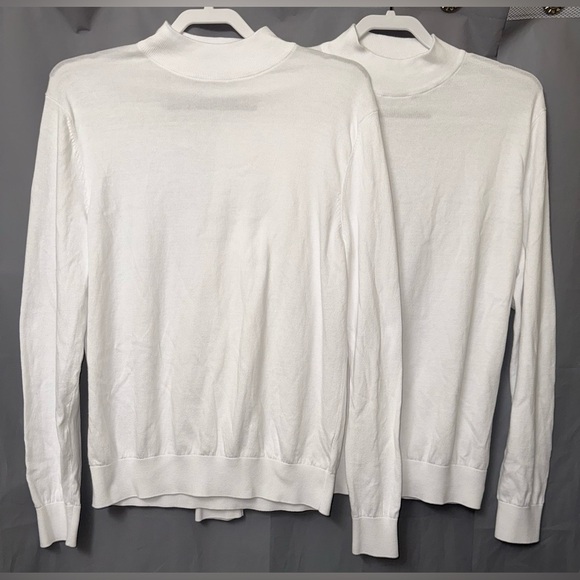 2 PAUL JAMES HIGH NECK 100% COTTON LONG SLEEVE SWEATERs SIZE M - Picture 1 of 10